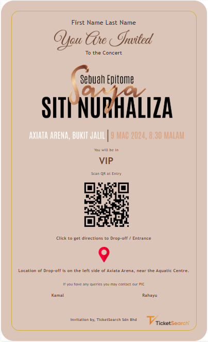 Epitome Saya Siti Nurhaliza VIP Invite